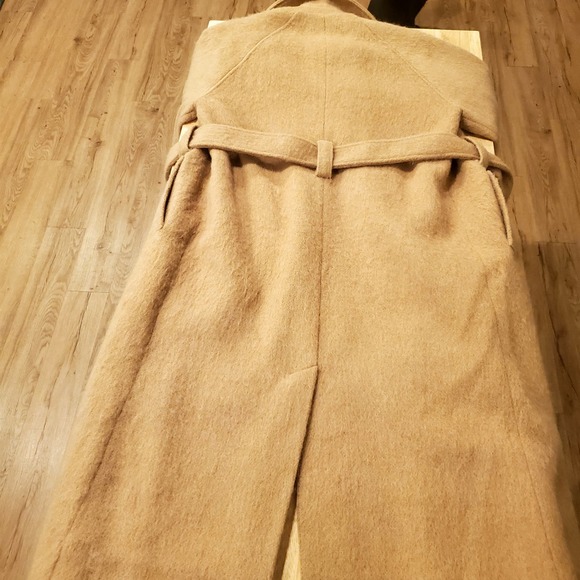 Nasty Gal Camel Colored Trench Coat Fuzzy Warm - Picture 5 of 8